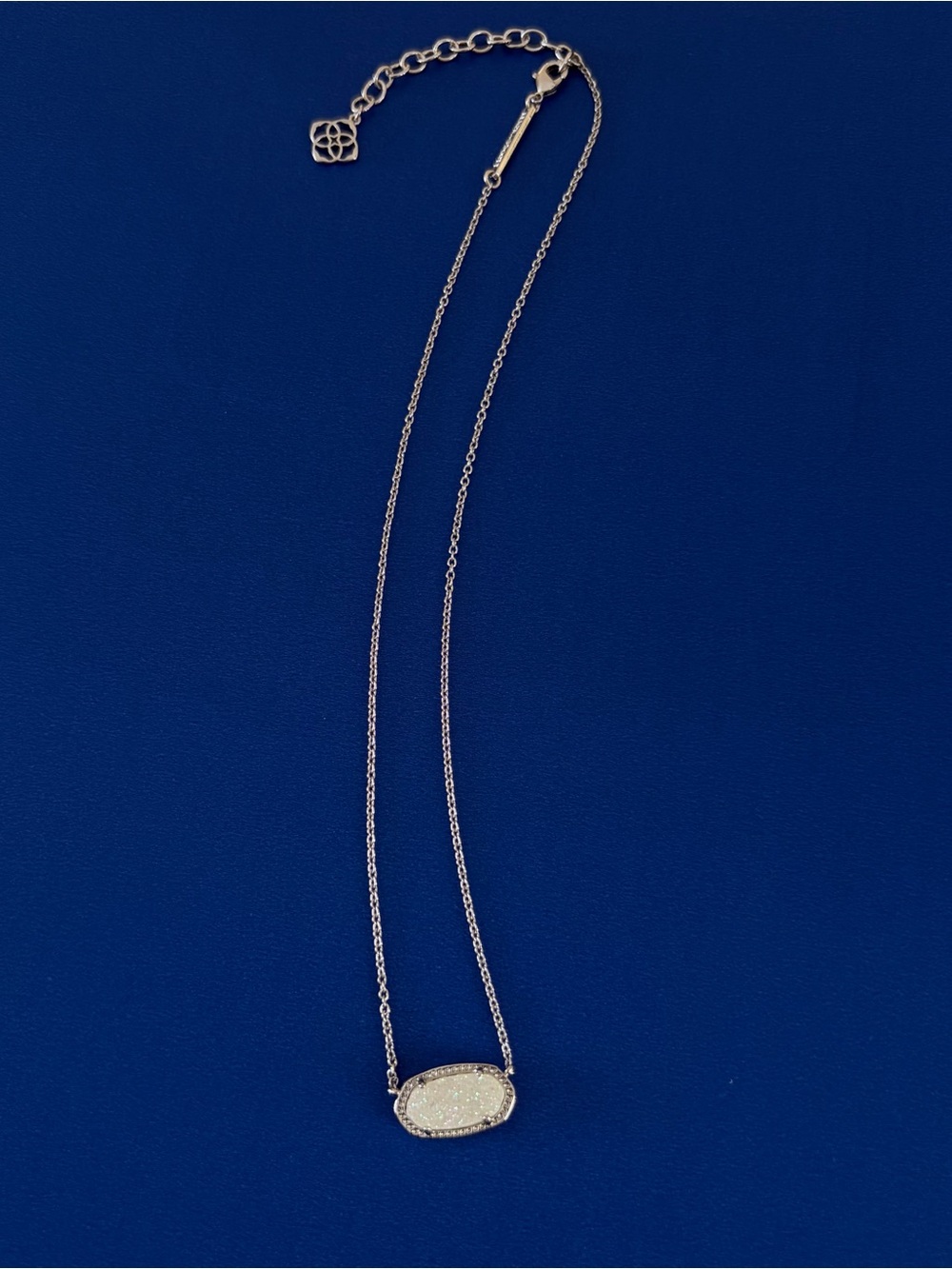 Kendra Scott silver Pavé Oval Pendant Necklace